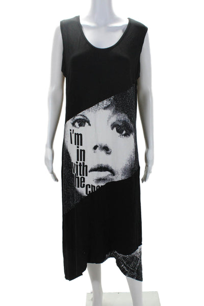 Vincenzo Allocca Womens Sleeveless Scoop Neck Printed Dress Black Gray Large