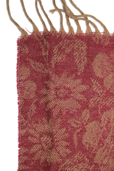 Nina Ricci Womens Fringe Trim Square Floral Print Cashmere Knit Scarf Red Brown