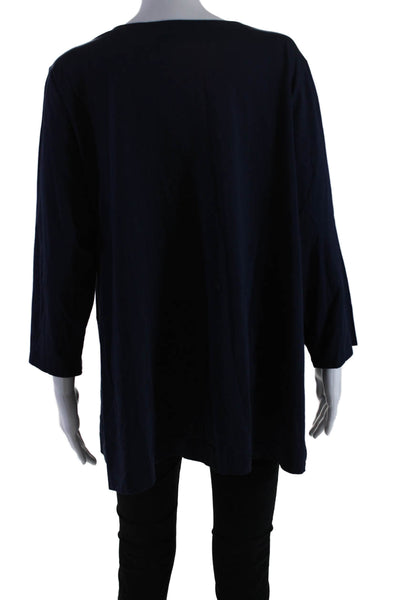 Lauren Ralph Lauren Womens Cotton Long Sleeve V Neck Tunic Blue Size 2X