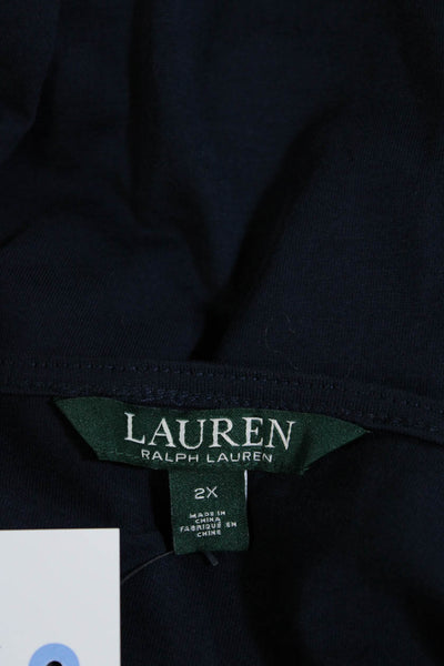 Lauren Ralph Lauren Womens Cotton Long Sleeve V Neck Tunic Blue Size 2X