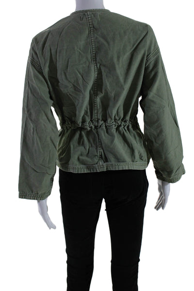 Madewell Womens Cotton Button Down Drawstring Waist Jacket Green Size S