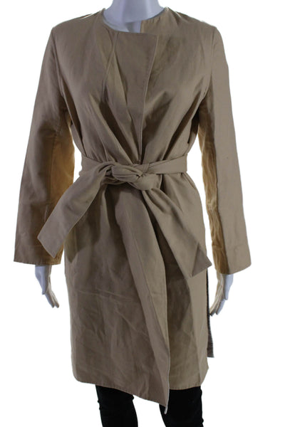 N_8 Womens Open Front Long Sleeve Tie Front Light Jacket Beige Size M