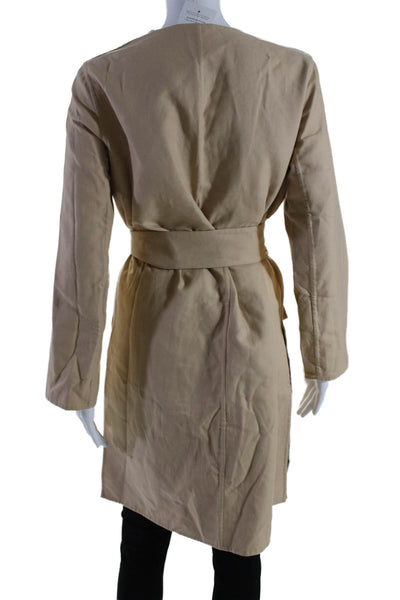 N_8 Womens Open Front Long Sleeve Tie Front Light Jacket Beige Size M