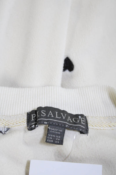 PJ Salvage Women's Round Neck Long Sleeves Pullover Sweatshirt Cream Size XS