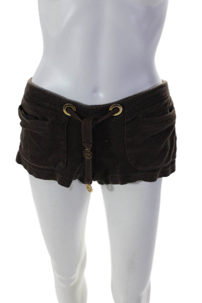 Tory Burch Womens Elastic Waist Drawstring Above Knee Shorts Brown Size XS