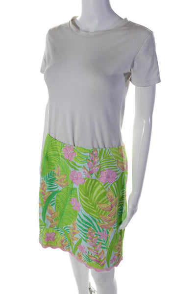 Lily Pulitzer Womens Back Zip Floral Print Mid Calf Skirt Green Size 6