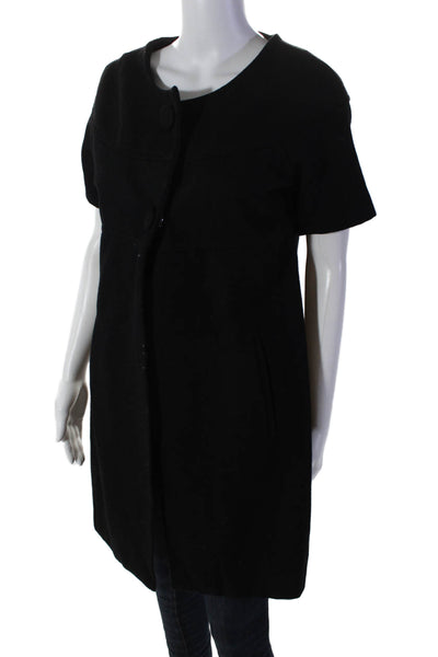 BB Dakota Women's Round Neck Short Sleeves Button Pockets Coat Black Size L