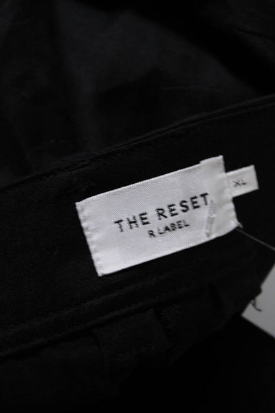 R Label The Reset Womens Linen Pleated Button Zip Closure Pants Black Size XL