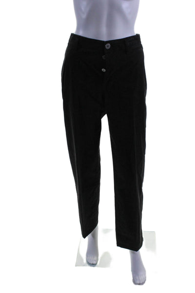 J Brand Womens Cotton Button Fly Mid-Rise Tapered Pants Trousers Black Size 31