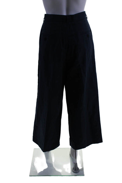 Max Mara Womens Cotton Blend Four Pocket High-Rise Wide Leg Pants Blue Size 14