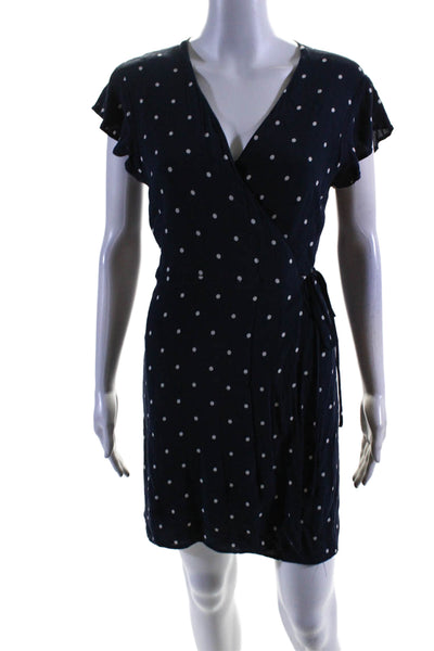 Rails Womens Polka Bot V-Neck Short Sleeve Mini Wrap Dress Navy Size L