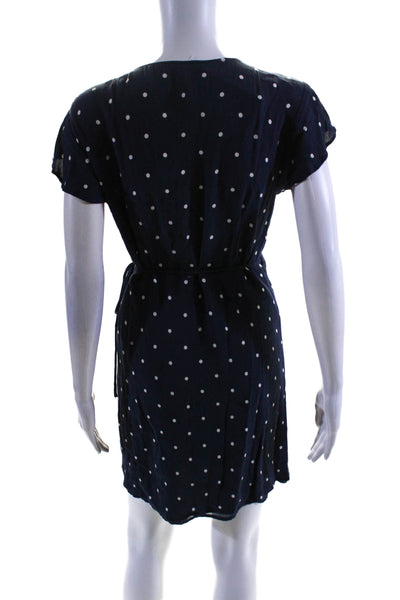 Rails Womens Polka Bot V-Neck Short Sleeve Mini Wrap Dress Navy Size L