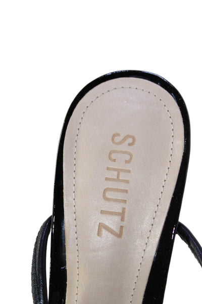 Schutz Womens Black Strappy Block High Heels Sandals Shoes Size 9B