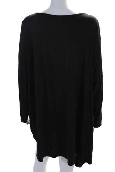 Alembika Womens Long Sleeve Scoop Neck Mini Shirt Dress Black Size 6