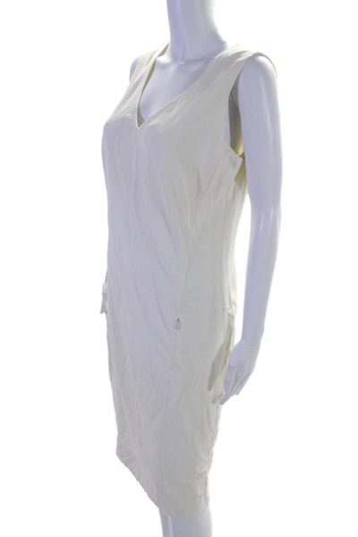 Akris Punto Womens Back Zip Sleeveless V Neck Sheath Dress White Size 10