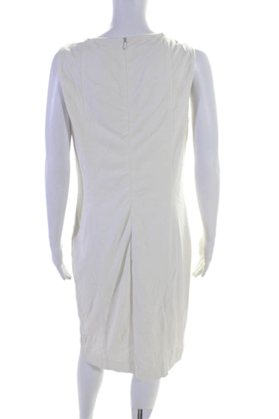 Akris Punto Womens Back Zip Sleeveless V Neck Sheath Dress White Size 10