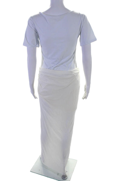 Helmut Lang Womens Elastic Waistband Lightweight Knit Twist Skirt White Large