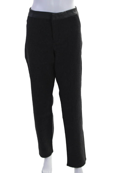 Nicole Miller Womens Zipper Fly High Rise Straight Leg Pants Black Cotton 14