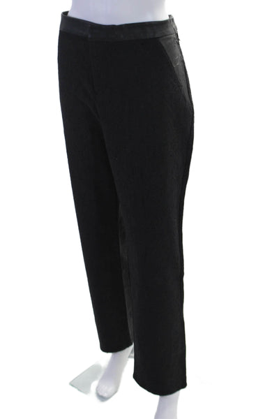 Nicole Miller Womens Zipper Fly High Rise Straight Leg Pants Black Cotton 14