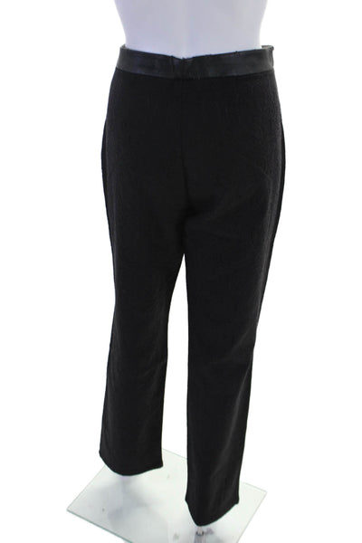 Nicole Miller Womens Zipper Fly High Rise Straight Leg Pants Black Cotton 14