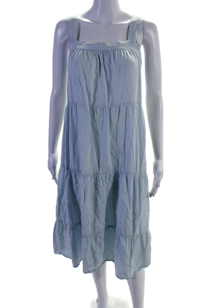 Rails Womens Blue Chambray Square Neck Sleeveless A-line Tiered Dress Size S