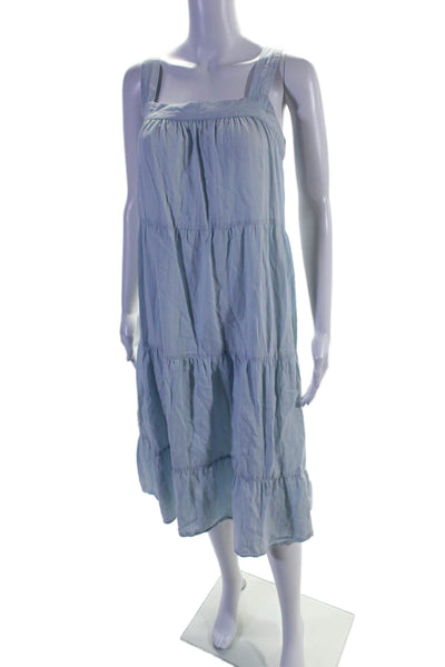 Rails Womens Blue Chambray Square Neck Sleeveless A-line Tiered Dress Size S