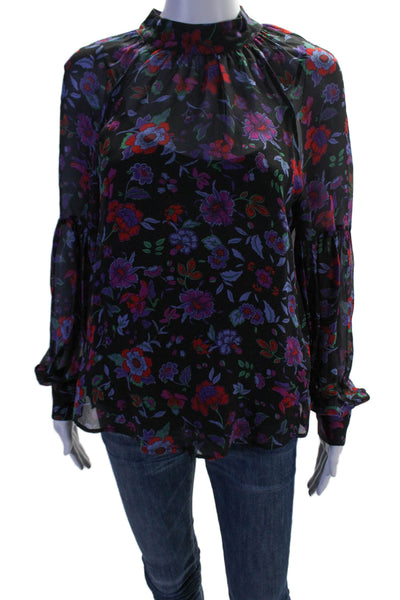 Veronica Beard Womens Floral Bubble Hem Sleeves With Camisole Top Black Size 6