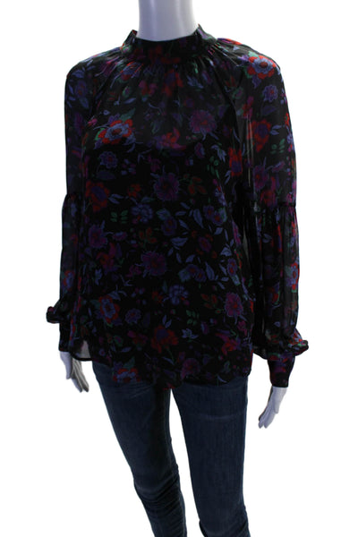 Veronica Beard Womens Floral Bubble Hem Sleeves With Camisole Top Black Size 6