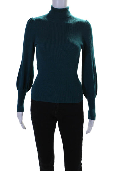 J Crew Women's Turtleneck Long Sleeves Ribbed Pullover Sweater Green Size XXS