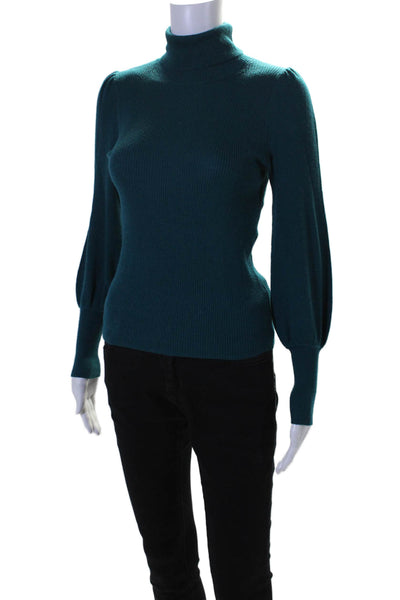 J Crew Women's Turtleneck Long Sleeves Ribbed Pullover Sweater Green Size XXS