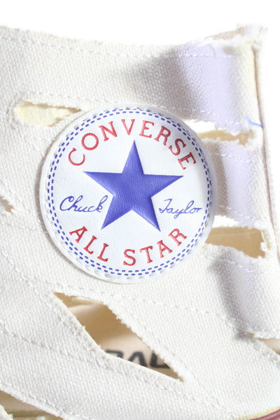 Converse Womens White Canvas Cut Out High Top Wedge Sneakers Shoes Size 8