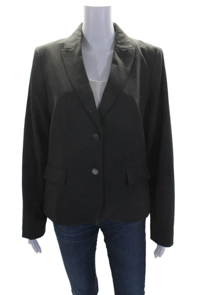 Calvin Klein Womens Peak Collar Long Sleeve Button Up Blazer Jacket Gray Size 10