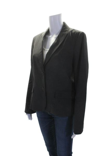 Calvin Klein Womens Peak Collar Long Sleeve Button Up Blazer Jacket Gray Size 10