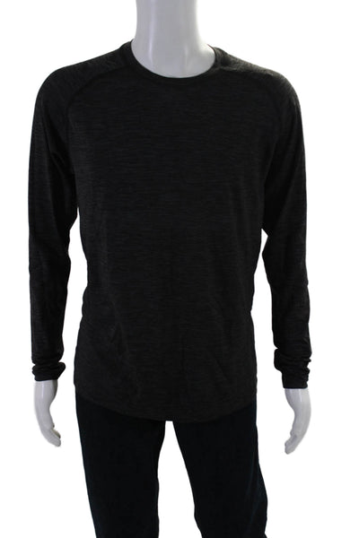 Lululemon Mens Striped Round Neck Long Sleeve Pullover Athletic Top Black Size M