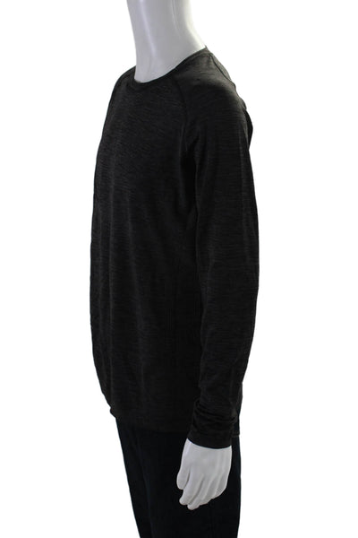 Lululemon Mens Striped Round Neck Long Sleeve Pullover Athletic Top Black Size M