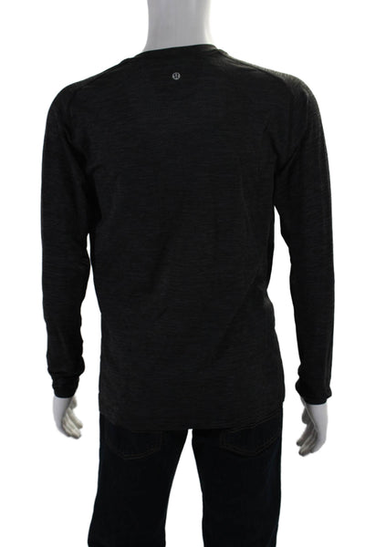 Lululemon Mens Striped Round Neck Long Sleeve Pullover Athletic Top Black Size M