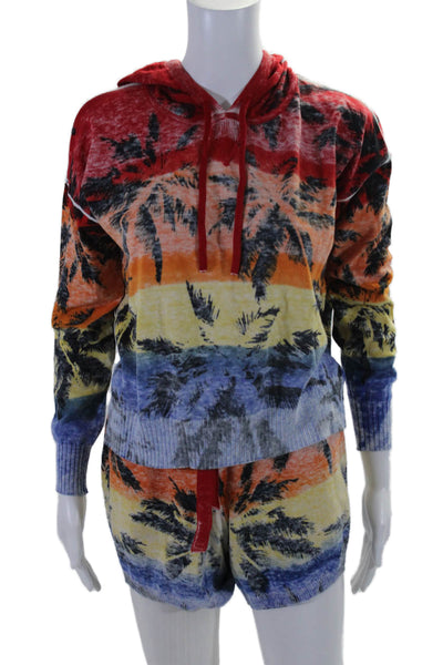Minnie Rose Womens Cotton Graphic Print Hoodie + Shorts Set Multicolor Size XS