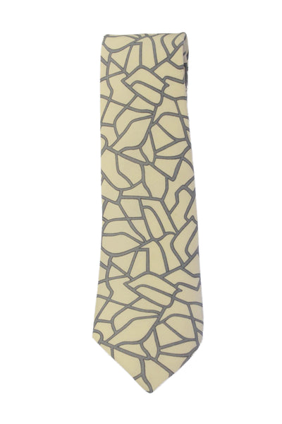 Valentino Mens Silk Abstract Print Classic Necktie Tie Yellow Size OS