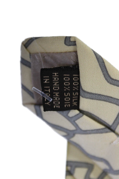 Valentino Mens Silk Abstract Print Classic Necktie Tie Yellow Size OS