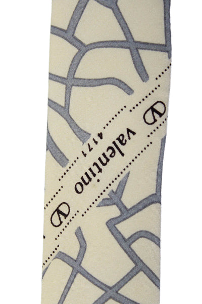 Valentino Mens Silk Abstract Print Classic Necktie Tie Yellow Size OS