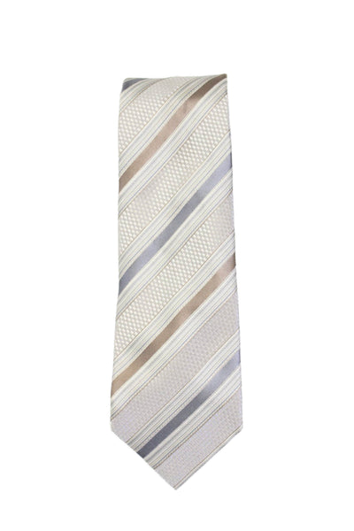 Zegna Mens Silk Striped Classic Necktie Tie Gray Size OS