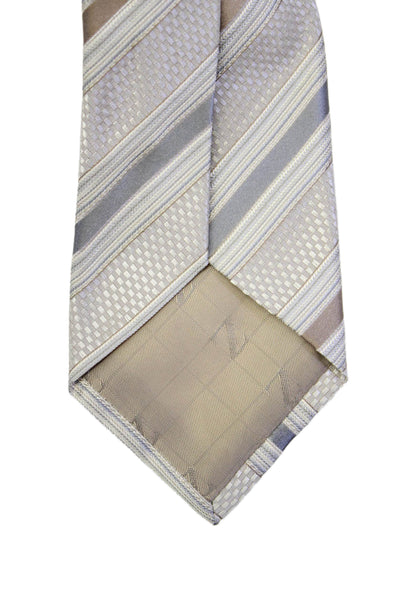 Zegna Mens Silk Striped Classic Necktie Tie Gray Size OS