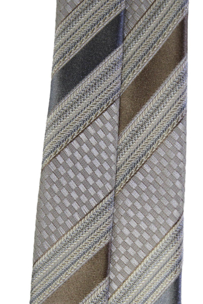 Zegna Mens Silk Striped Classic Necktie Tie Gray Size OS