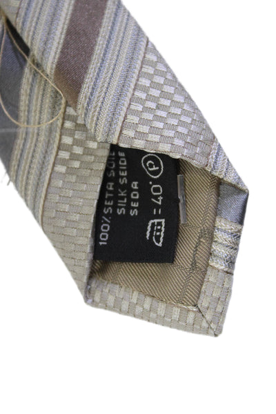 Zegna Mens Silk Striped Classic Necktie Tie Gray Size OS