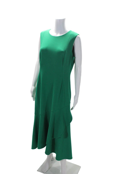 Calvin Klein Womens Sleeveless Maxi Fit Flare Gown Green Size 12