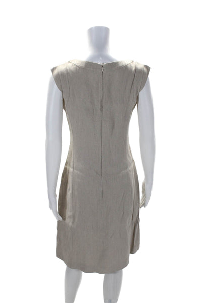 Piazza Sempione Womens Sleeveless Back Zip Long Dress Beige Size Small