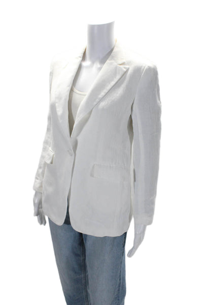 Rag & Bone Womens Long Sleeves Button Down Jacket White Cotton Blend Size 2