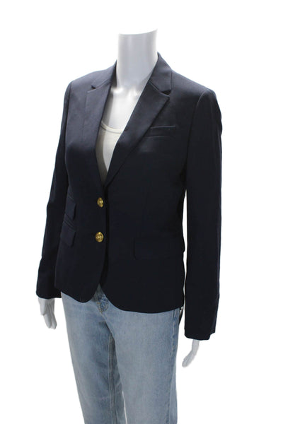 J Crew Womens Long Sleeves Button Down Dalton Blazer Jacket Navy Blue Wool Size