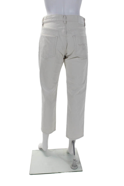 R13 Womens Zip Up High Rise Slim Leg Boyfriend Pants White Cotton Size 24