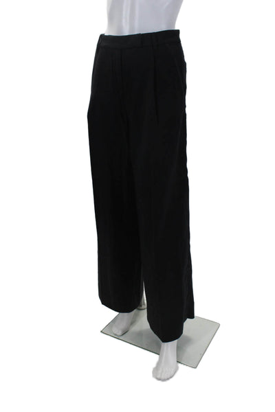 Unsubscribed Womens High Rise Pleated Front Wide Leg Pants Black Wool Size 2